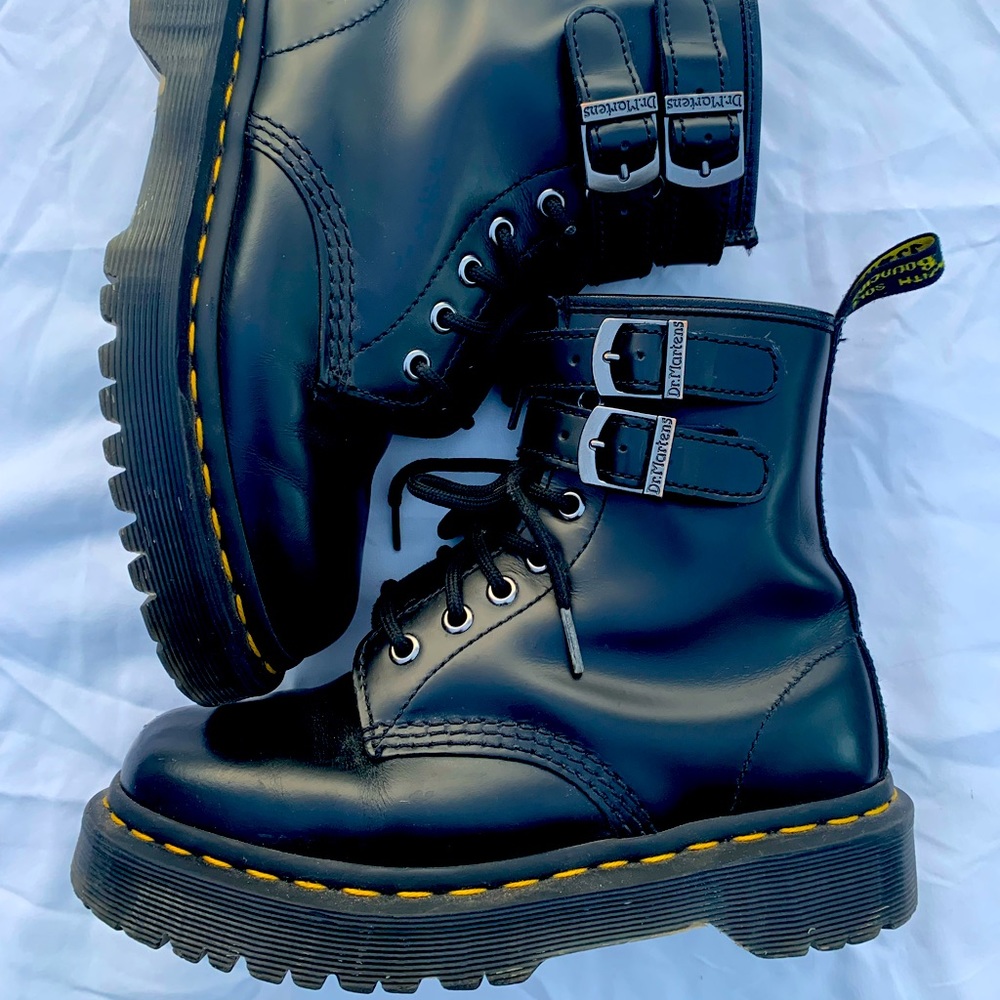 Doc Martens Smooth Leather Buckle Boots